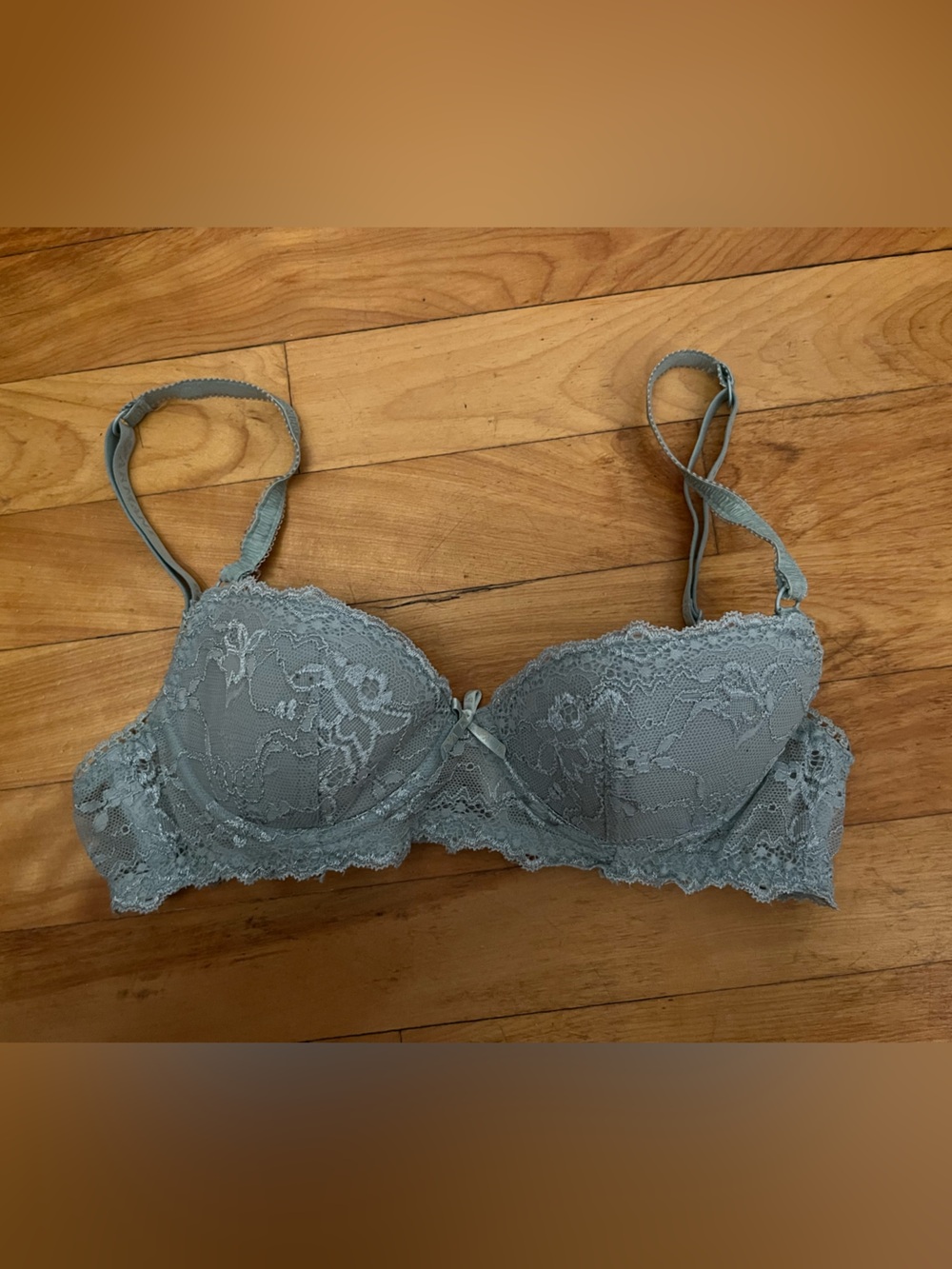 Emporio Armani Dusty Blue Lace Balconette Bra